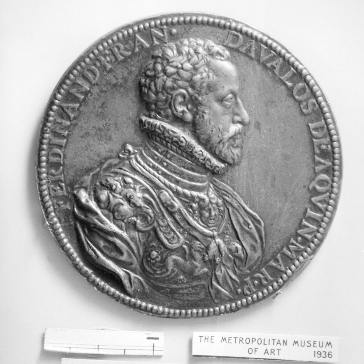 Ferdinando Francesco II d'Avalos of Aquino, Marquis of Pescara (ca. 1530–1571), Medalist: Annibale Fontana (Italian, 1540–1587), Bronze, brown patina, cast, Italian 