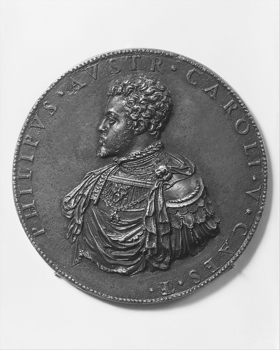 The Infante Philip of Spain, later Philip II of Spain (1527–98, r. 1556), Medalist: Leone Leoni (Italian, Menaggio ca. 1509–1590 Milan), Bronze, brown patina, cast, Italian 