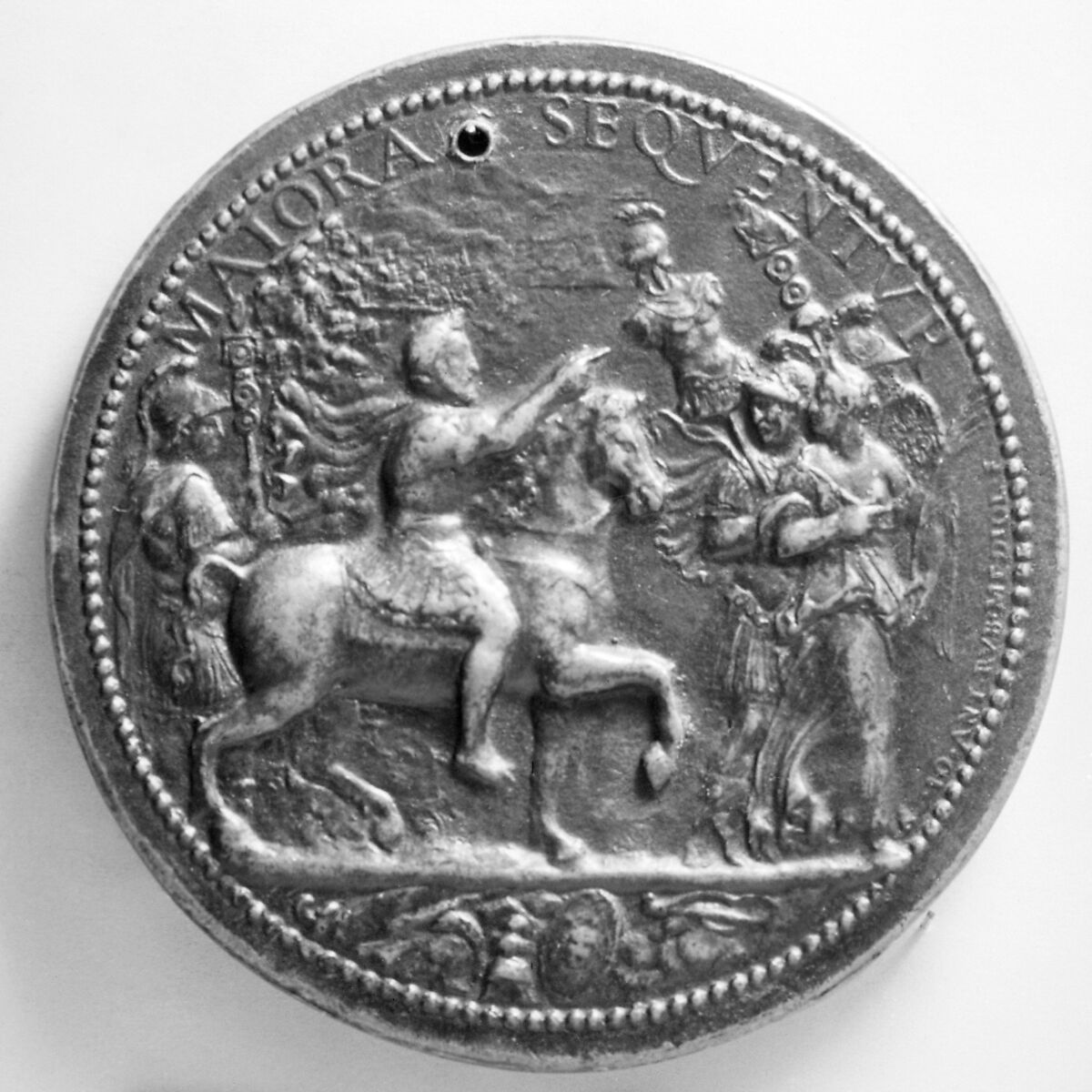 Henry II of France (b. 1519, r. 1547–59), Commemorating the Capture of Calais, 1558, Medalist: Giovanni Antonio de' Rossi (Italian, 1517–ca. 1575), Bronze, brown patina, cast, Italian