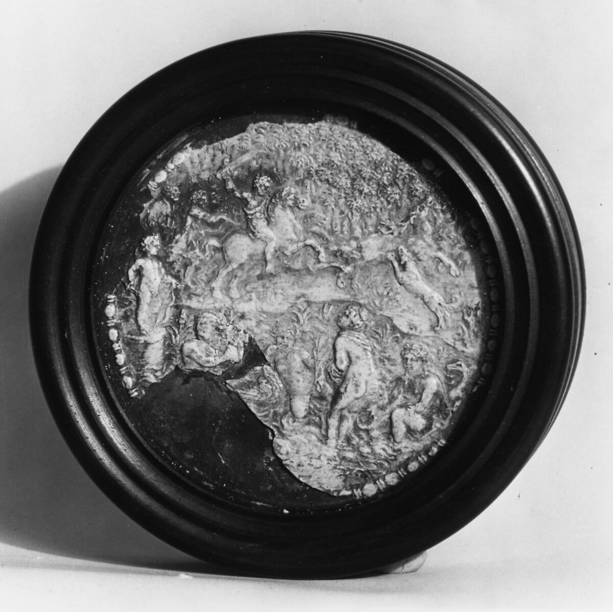 Barbara (of Bologna or of Rome?), White wax on black slate, Italian