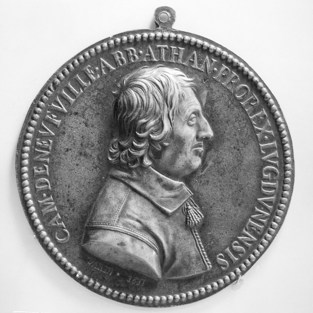 Camille de Neufville de Villeroi, abbé d'Ainai, de Saint-Athanase, lieutenant-general in the province of Lyonnais (1606–93), Medalist: Jean Varin (French, Liège baptized 1607–1672 Paris), Bronze, brown patina, French 