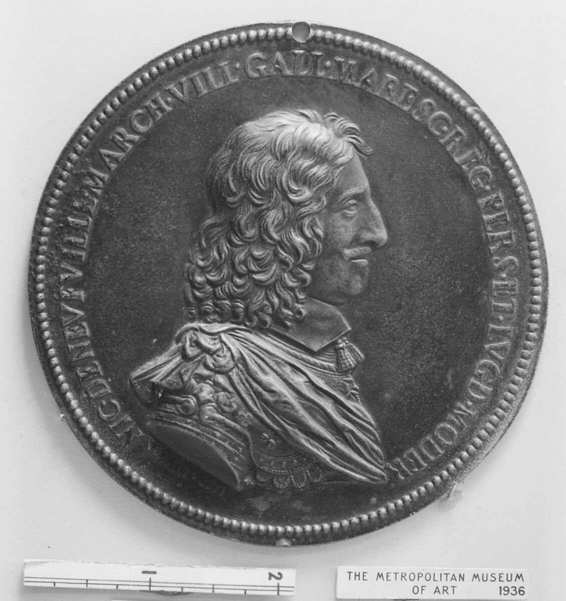 Nicolas de Neufville, Marquis, later Duke of Villeroi, Marshal of France (1598–1685), Medalist: Claude Varin (active 1630–54), Bronze, brown patina, French, Lyon 