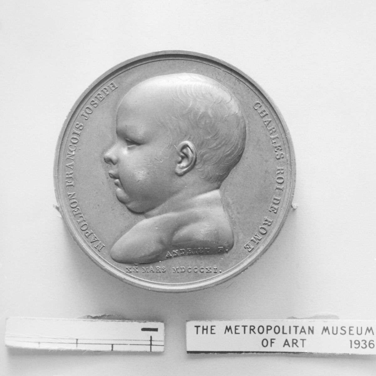 Medal commemorating the birth of the King of Rome (1811–1832), Medalist: Bertrand Andrieu (French, Bordeaux 1761–1822 Paris), Bronze, struck, reddish brown patina, French