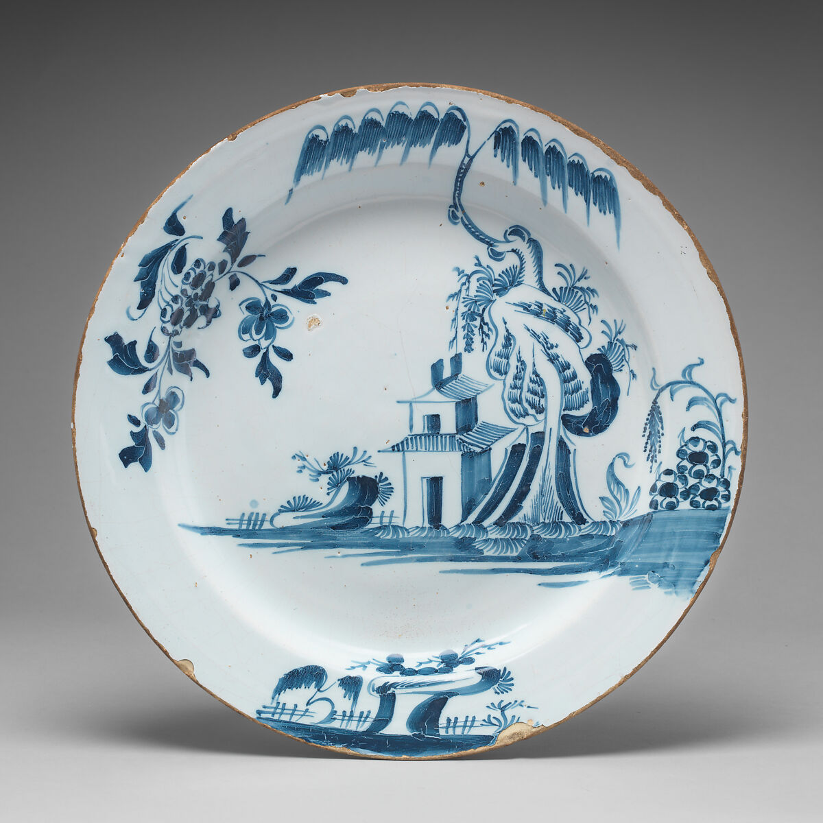 Dish, Tin-glazed earthenware, British, Bristol 