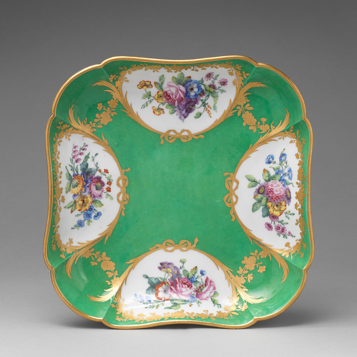 Fruit dish (compotier carré) (one of six) (part of a service), Sèvres Manufactory (French, 1740–present), Soft-paste porcelain, French, Sèvres 