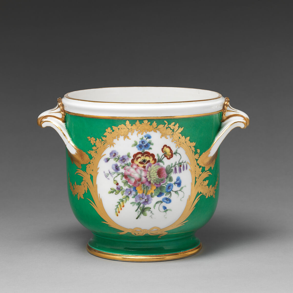Half-bottle cooler (seau à demi-bouteille) (one of two) (part of a service), Sèvres Manufactory (French, 1740–present), Soft-paste porcelain, French, Sèvres