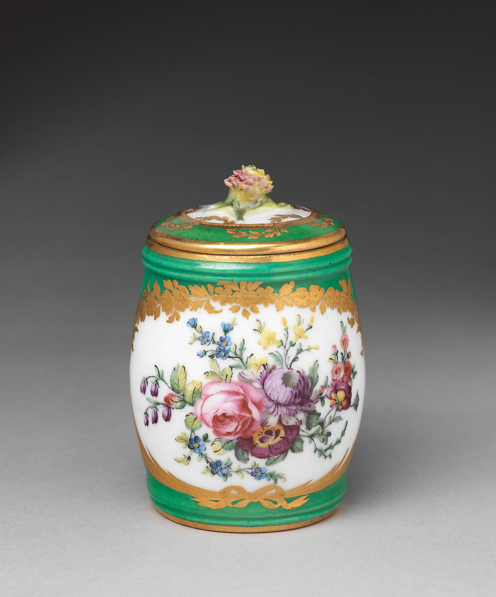 Mustard pot with cover (one of two) (part of a service), Sèvres Manufactory (French, 1740–present), Soft-paste porcelain, French, Sèvres