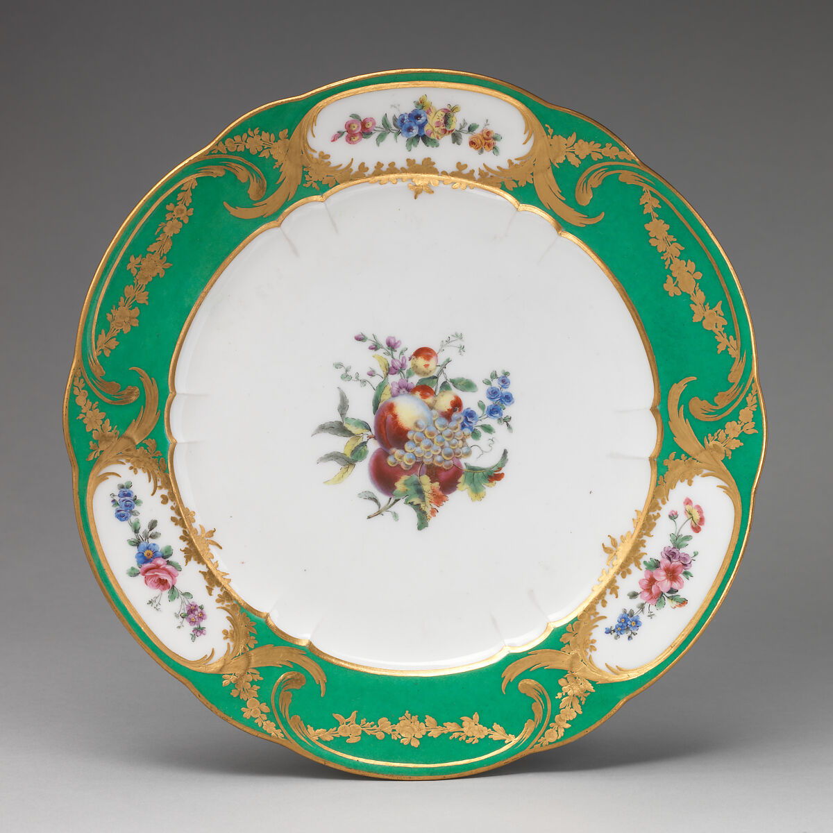 Plate (assiette à palmes) (1 of 102) (part of a service), Sèvres Manufactory (French, 1740–present), Soft-paste porcelain, French, Sèvres 