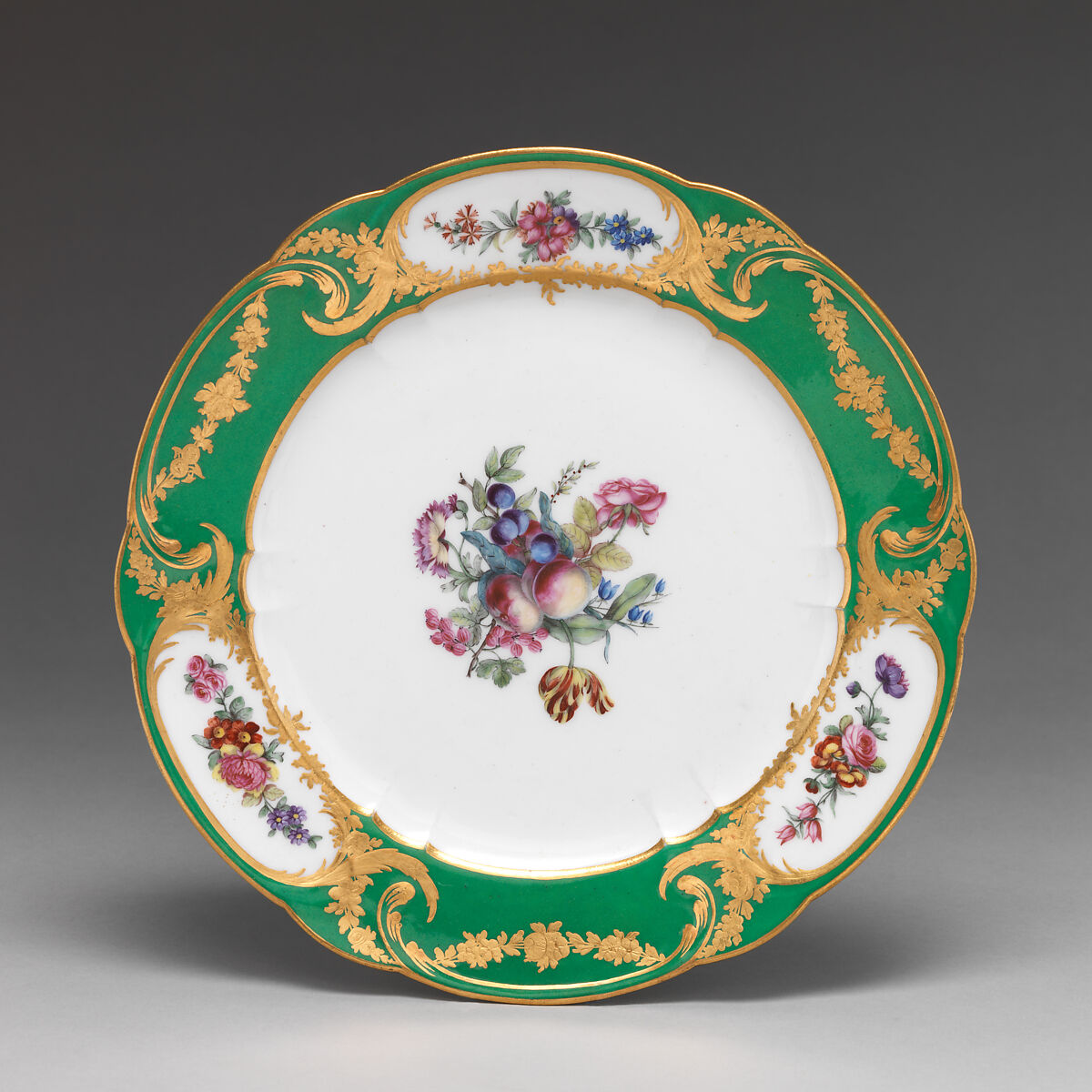 Plate (assiette à palmes) (1 of 102) (part of a service), Sèvres Manufactory (French, 1740–present), Soft-paste porcelain, French, Sèvres