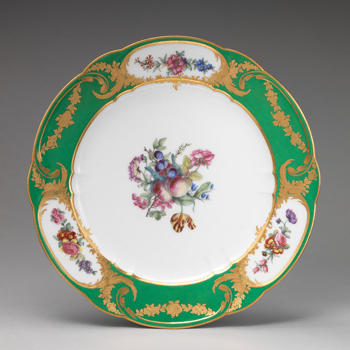 Plate (assiette à palmes) (1 of 102) (part of a service), Sèvres Manufactory (French, 1740–present), Soft-paste porcelain, French, Sèvres 