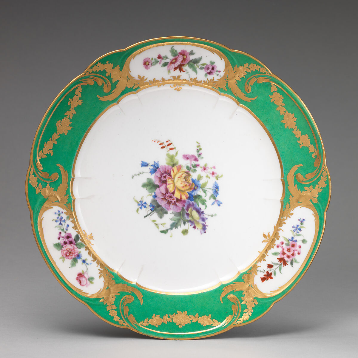 Plate (assiette à palmes) (1 of 102) (part of a service), Sèvres Manufactory (French, 1740–present), Soft-paste porcelain, French, Sèvres 