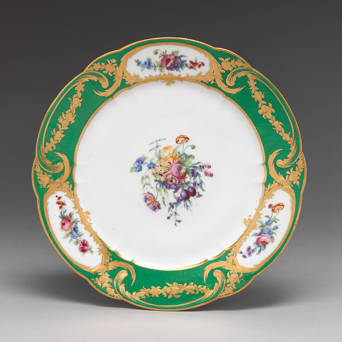 Plate (assiette à palmes) (1 of 102) (part of a service), Sèvres Manufactory (French, 1740–present), Soft-paste porcelain, French, Sèvres