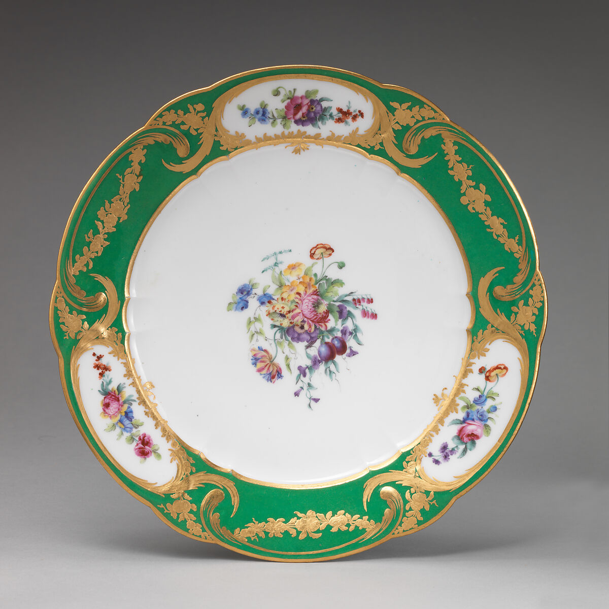 Plate (assiette à palmes) (1 of 102) (part of a service), Sèvres Manufactory (French, 1740–present), Soft-paste porcelain, French, Sèvres 