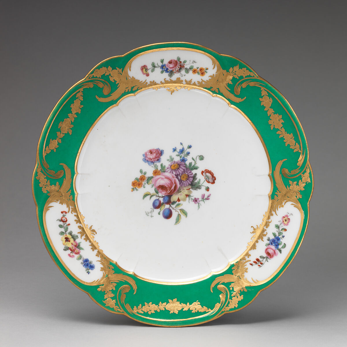 Plate (assiette à palmes) (1 of 102) (part of a service), Sèvres Manufactory (French, 1740–present), Soft-paste porcelain, French, Sèvres 