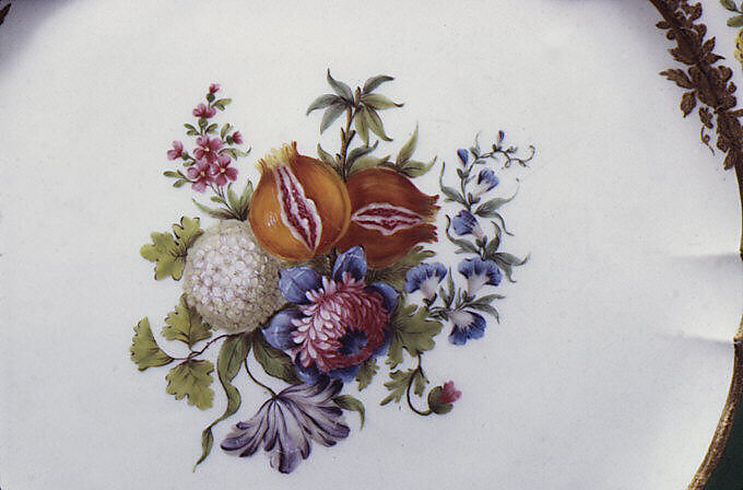 Plate (assiette à palmes) (1 of 102) (part of a service), Sèvres Manufactory (French, 1740–present), Soft-paste porcelain, French, Sèvres