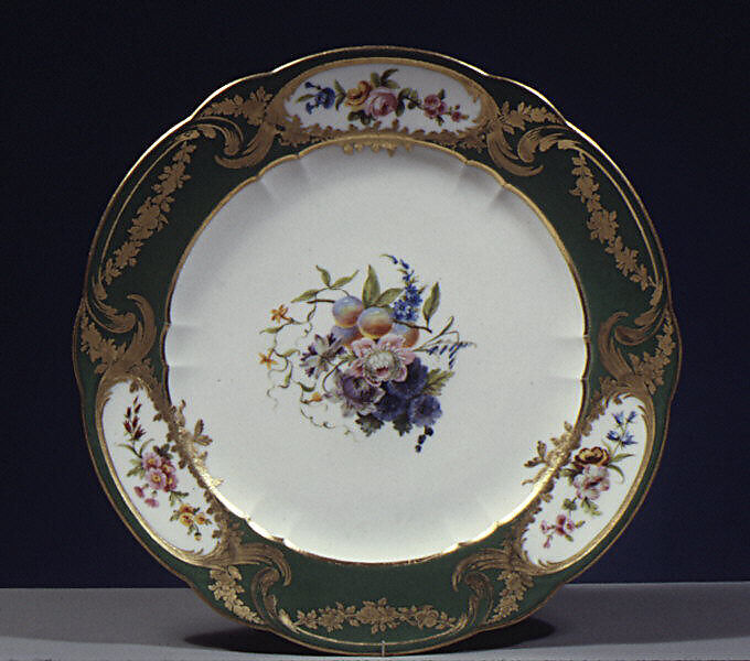 Plate (assiette à palmes) (1 of 102) (part of a service), Sèvres Manufactory (French, 1740–present), Soft-paste porcelain, French, Sèvres 