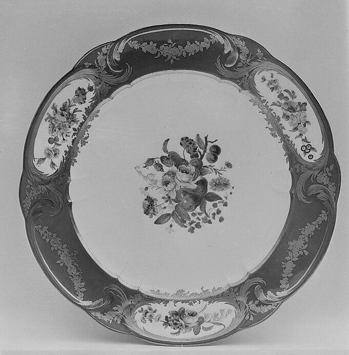 Plate (assiette à palmes) (1 of 102) (part of a service), Sèvres Manufactory (French, 1740–present), Soft-paste porcelain, French, Sèvres 