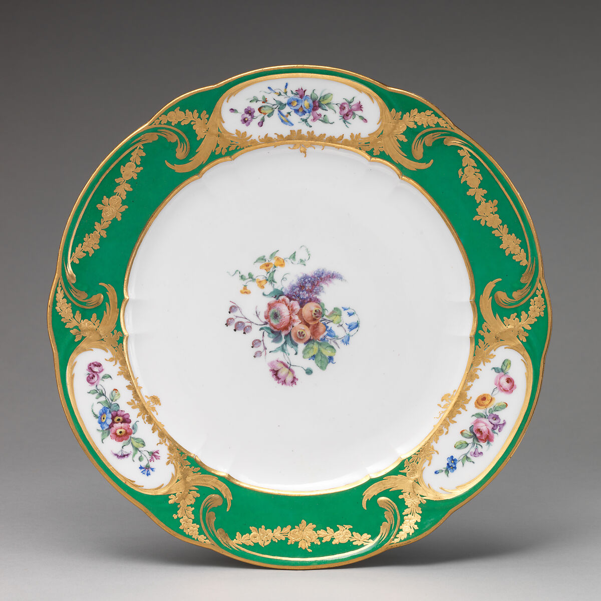 Plate (Assiette à palmes) (1 of 102) (part of a service), Sèvres Manufactory (French, 1740–present), Soft-paste porcelain, French, Sèvres 