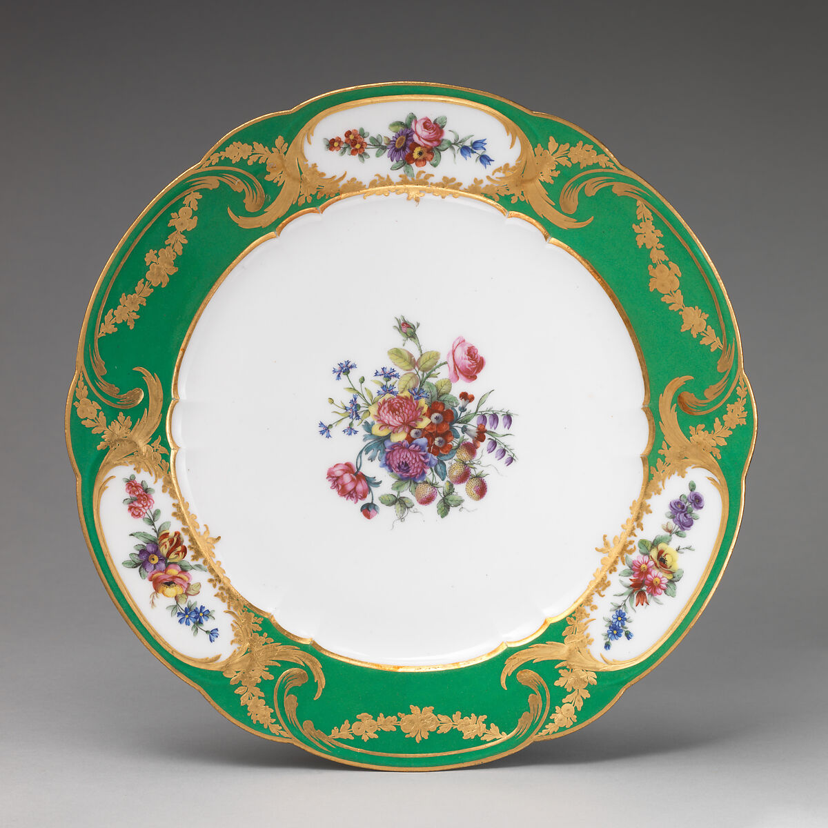 Plate (Assiette à palmes) (1 of 102) (part of a service), Sèvres Manufactory (French, 1740–present), Soft-paste porcelain, French, Sèvres 