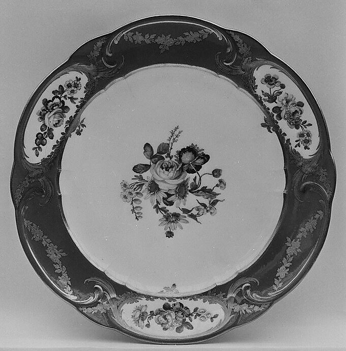 Plate (Assiette à palmes) (1 of 102) (part of a service), Sèvres Manufactory (French, 1740–present), Soft-paste porcelain, French, Sèvres 