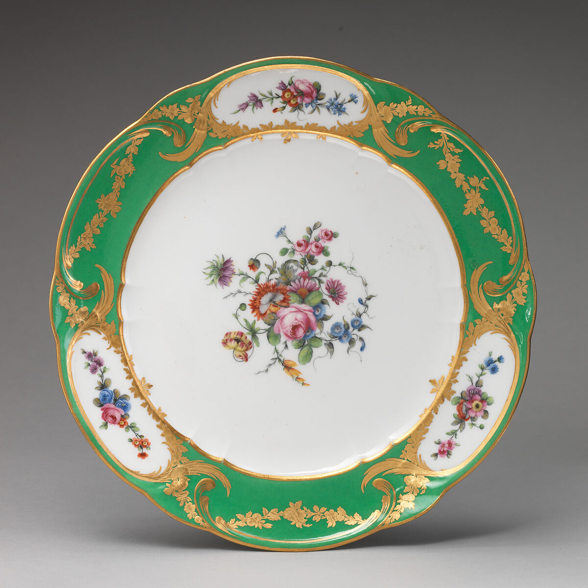 Plate (Assiette à palmes) (1 of 102) (part of a service), Sèvres Manufactory (French, 1740–present), Soft-paste porcelain, French, Sèvres 