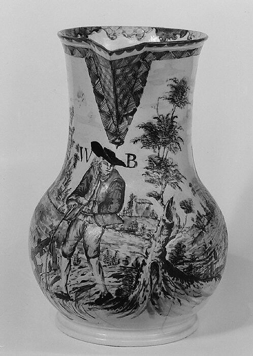 Jug, Salt-glazed stoneware, British, Staffordshire 