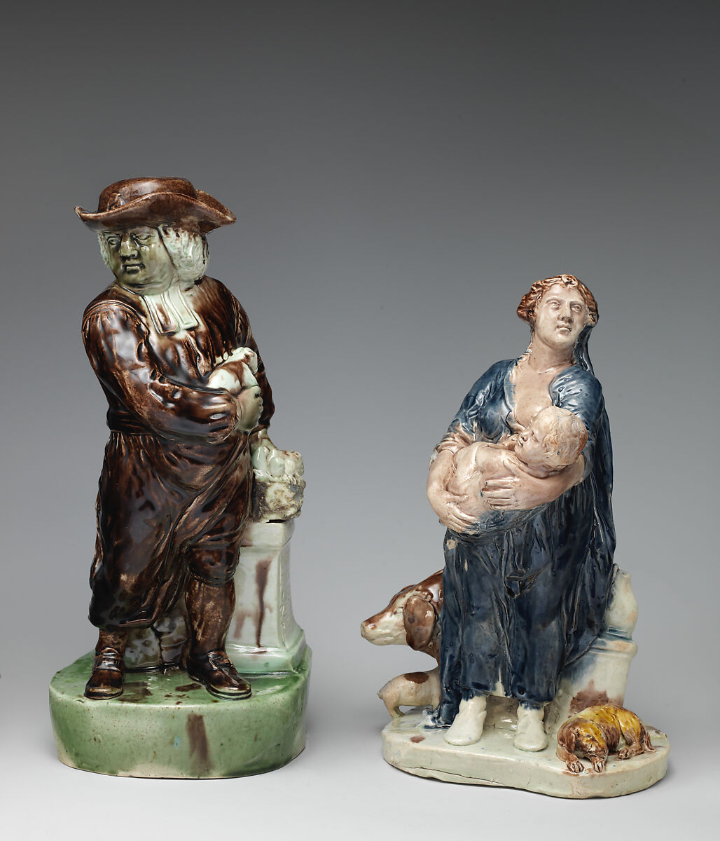 The Farmer's Wife (part of a "Tithe Pig" group), Ralph Wood the Younger (British, Burslem 1748–1795 Burslem), Lead-glazed earthenware, British, Burslem, Staffordshire