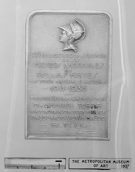 Commemorating the 25th Anniversary of the Museos Nacionales de Bellas Artes, Historia Natural e Historia del Uruguay, 1911–1936, Medalist: Alfred Rossi, Silver, struck, Uruguayan 