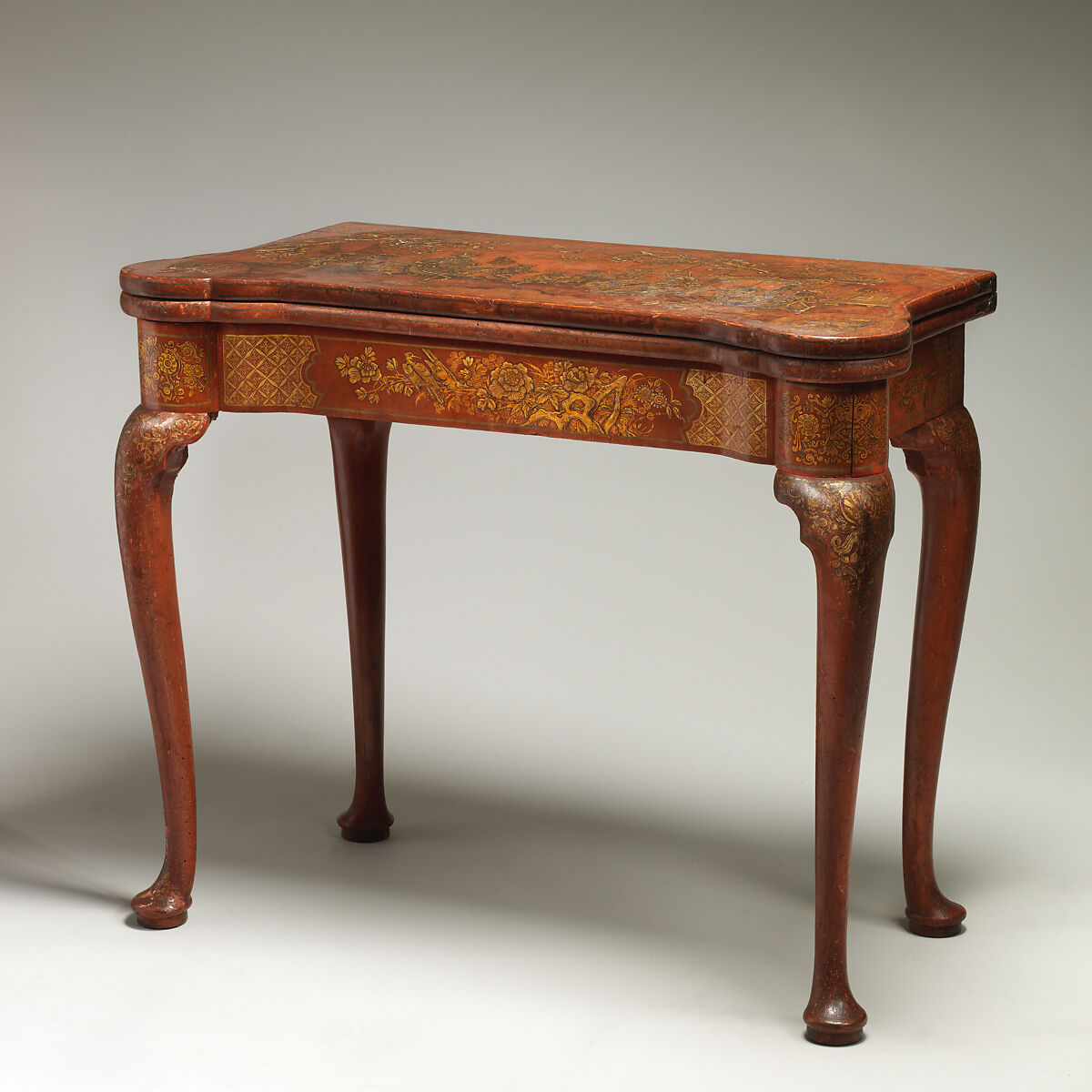 Card table (from a large set), Giles Grendey (1693–1780), Lacquered and gilded beech; lined with felt, British, Clerkenwell, London 