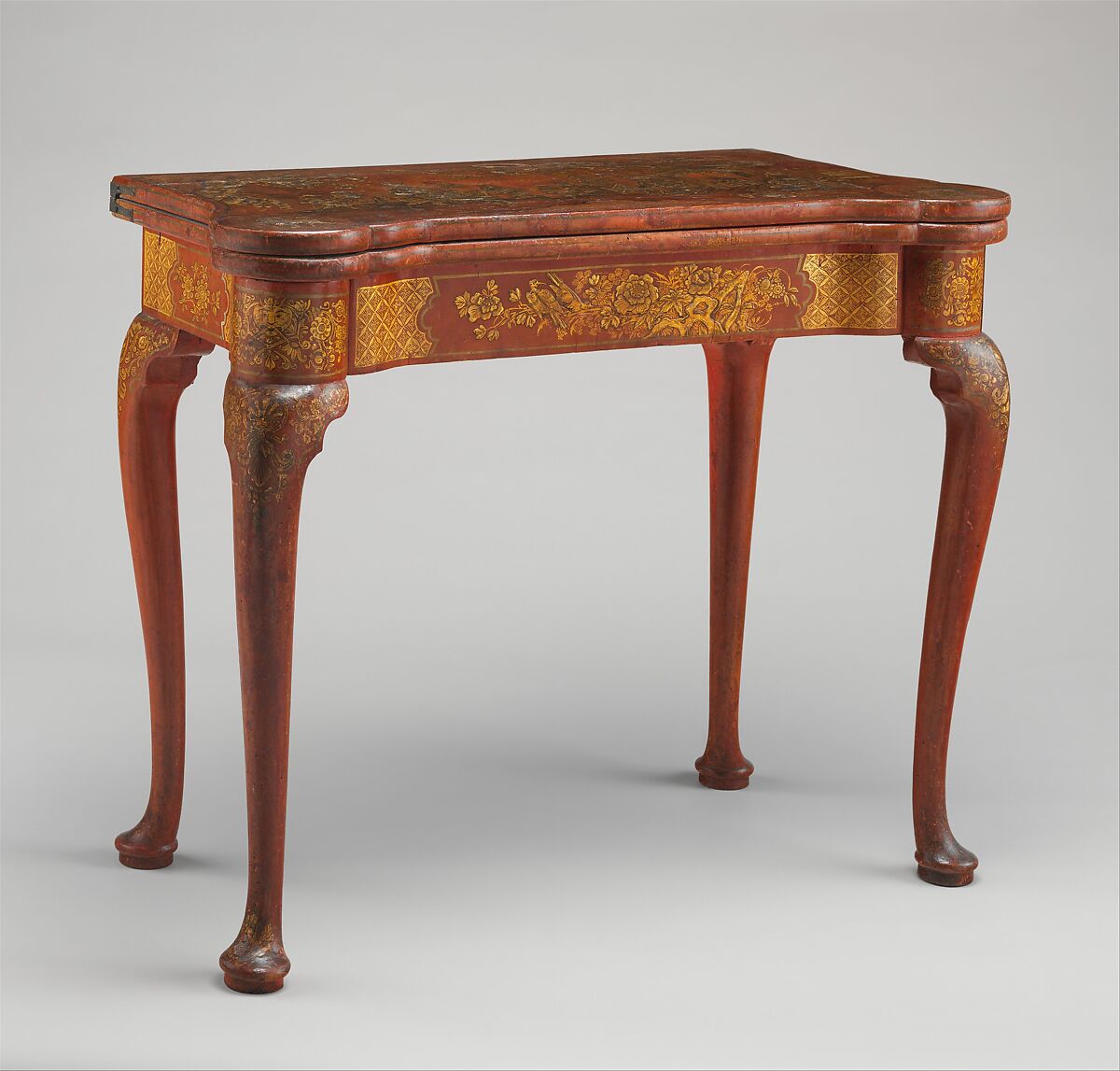 Card table (from a large set), Giles Grendey (1693–1780), Lacquered and gilded beech; lined with felt, British, Clerkenwell, London