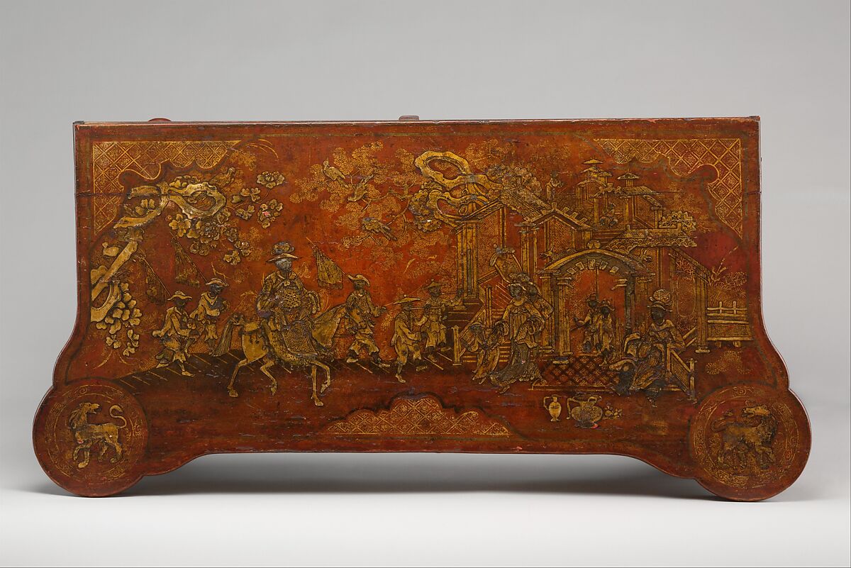 Card table (from a large set), Giles Grendey (1693–1780), Lacquered and gilded beech; lined with felt, British, Clerkenwell, London