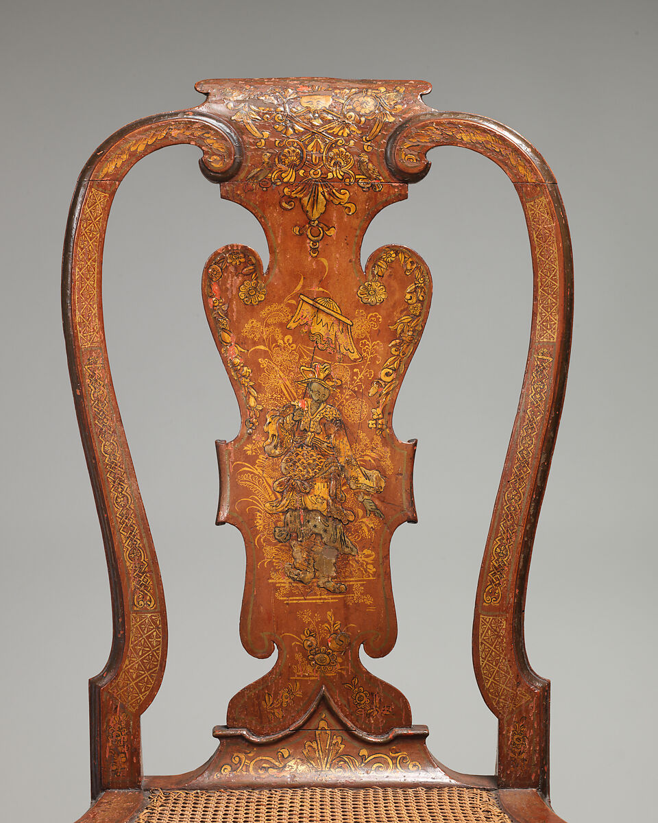 Side chair, Giles Grendey (1693–1780), Lacquered and gilded beech; caning, British, Clerkenwell, London