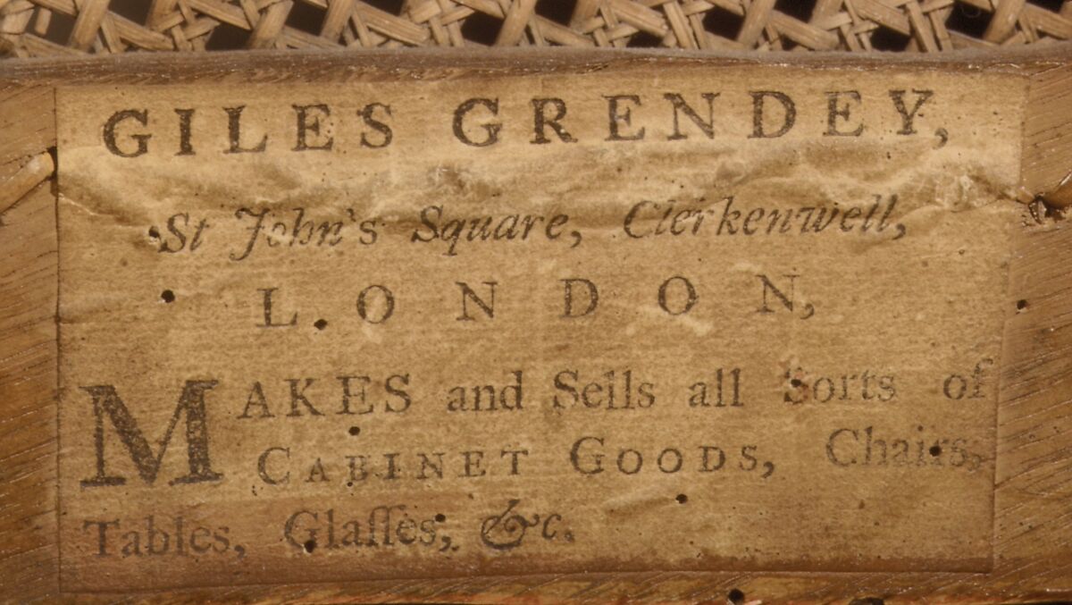 Side chair, Giles Grendey (1693–1780), Lacquered and gilded beech; caning, British, Clerkenwell, London