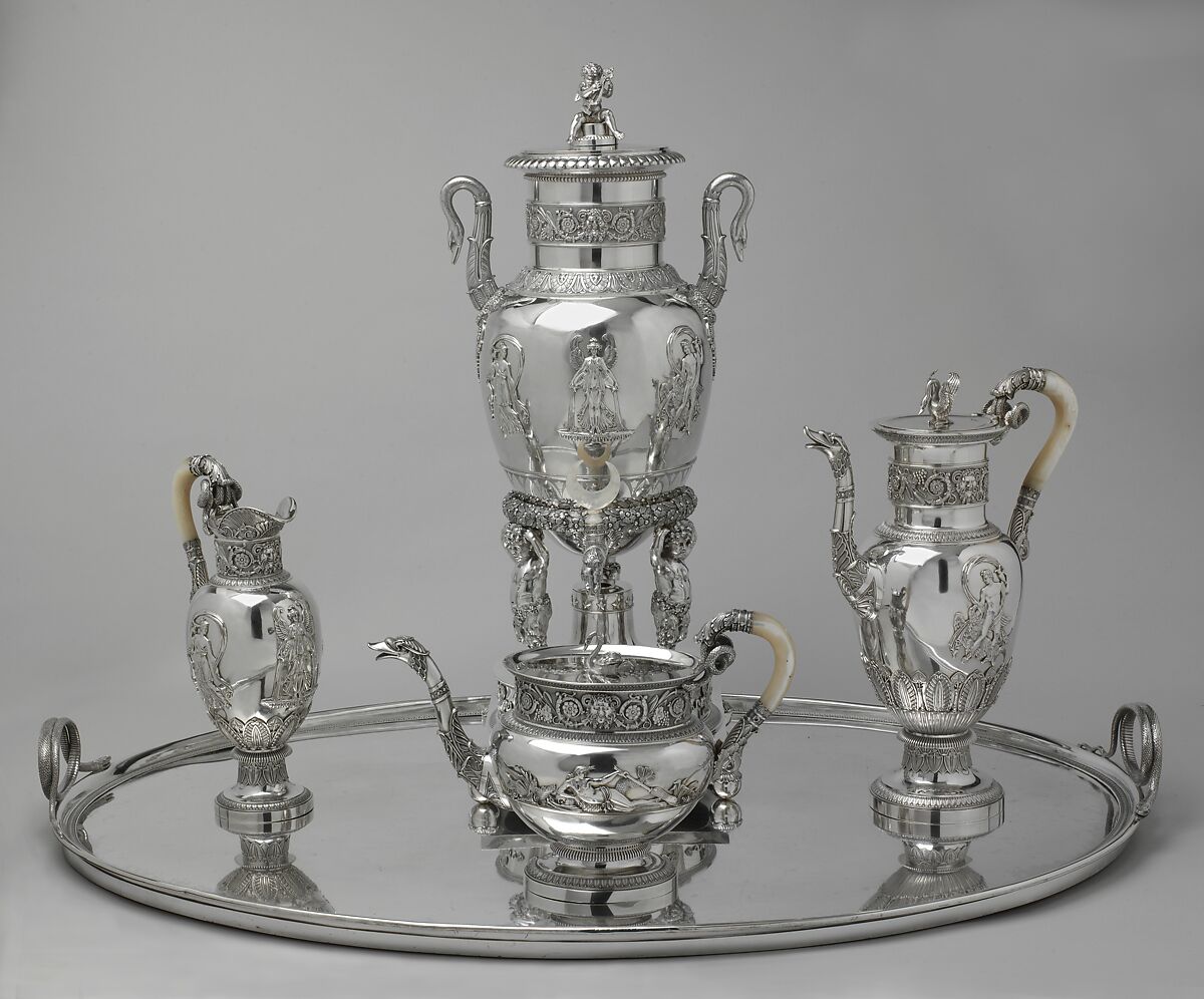 Coffeepot (part of a service), Marc Jacquart (active by 1797, recorded 1829), Silver, mother-of-pearl, French, Paris
