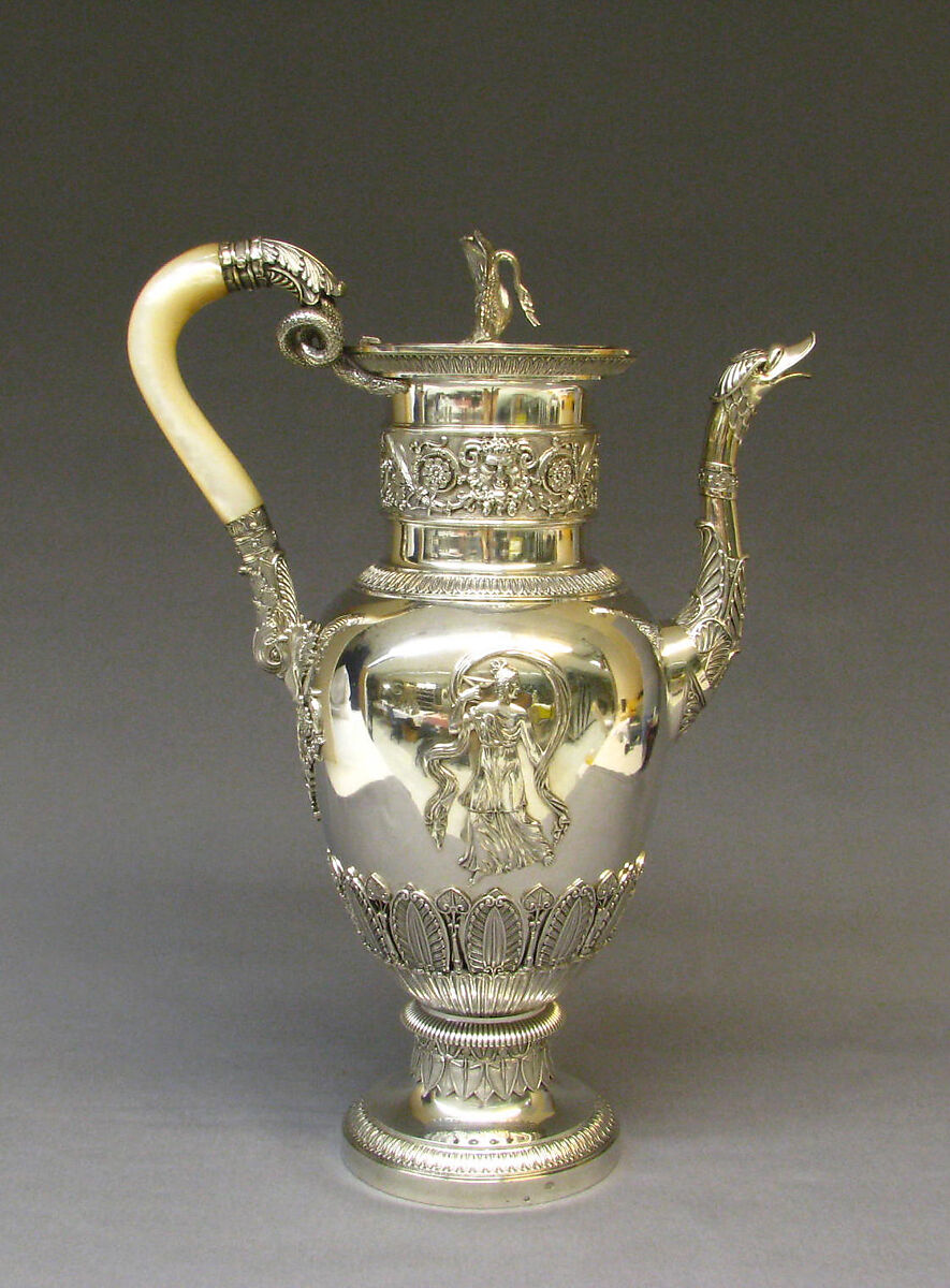 Coffeepot (part of a service), Marc Jacquart (active by 1797, recorded 1829), Silver, mother-of-pearl, French, Paris 