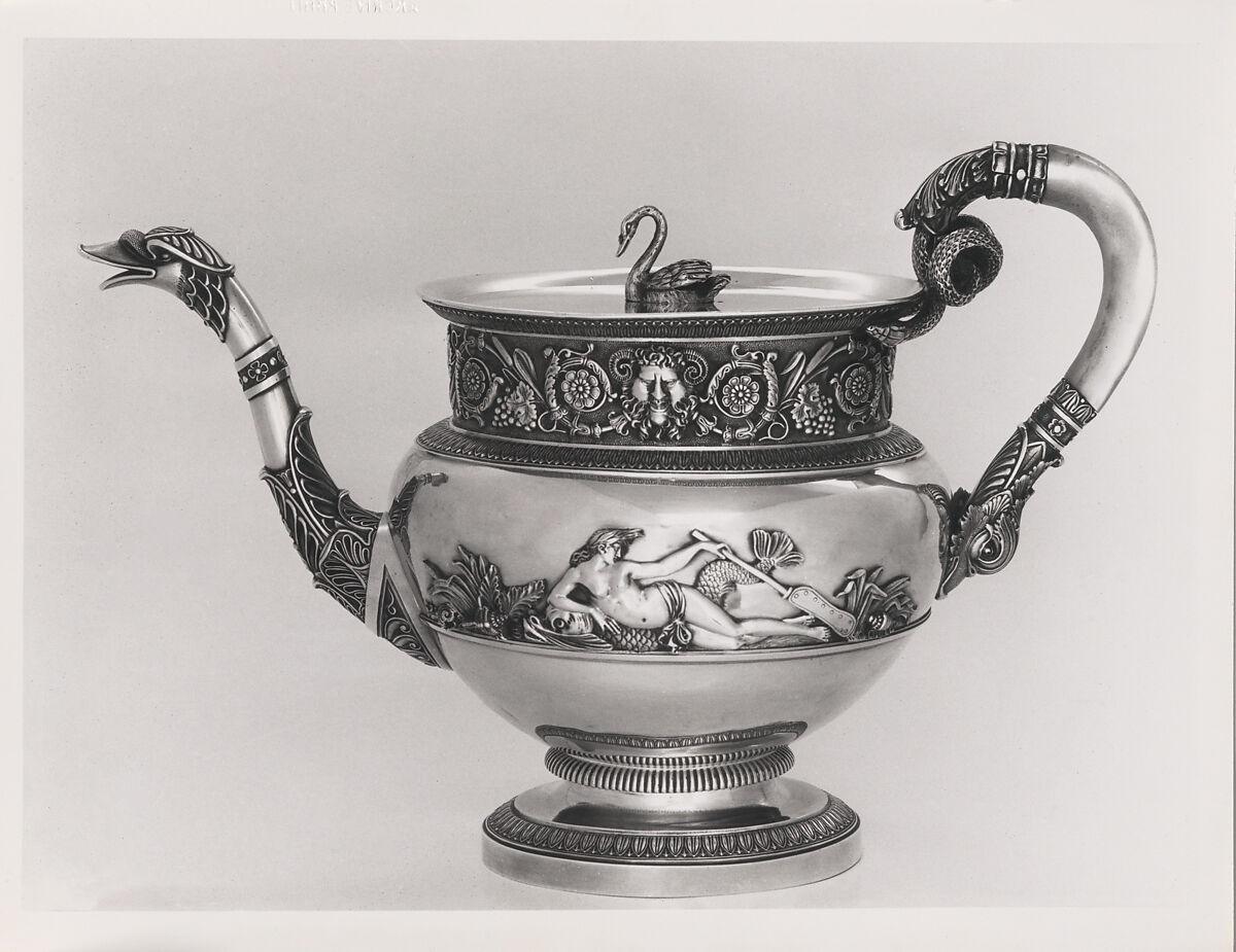 Teapot (part of a service), Marc Jacquart (active by 1797, recorded 1829), Silver, mother-of-pearl, French, Paris 