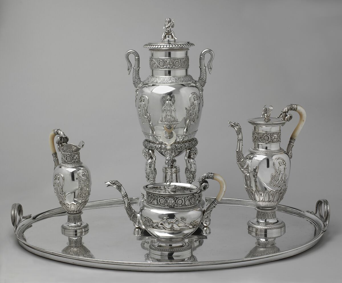Tray (part of a service), Marc Jacquart (active by 1797, recorded 1829), Silver, French, Paris 