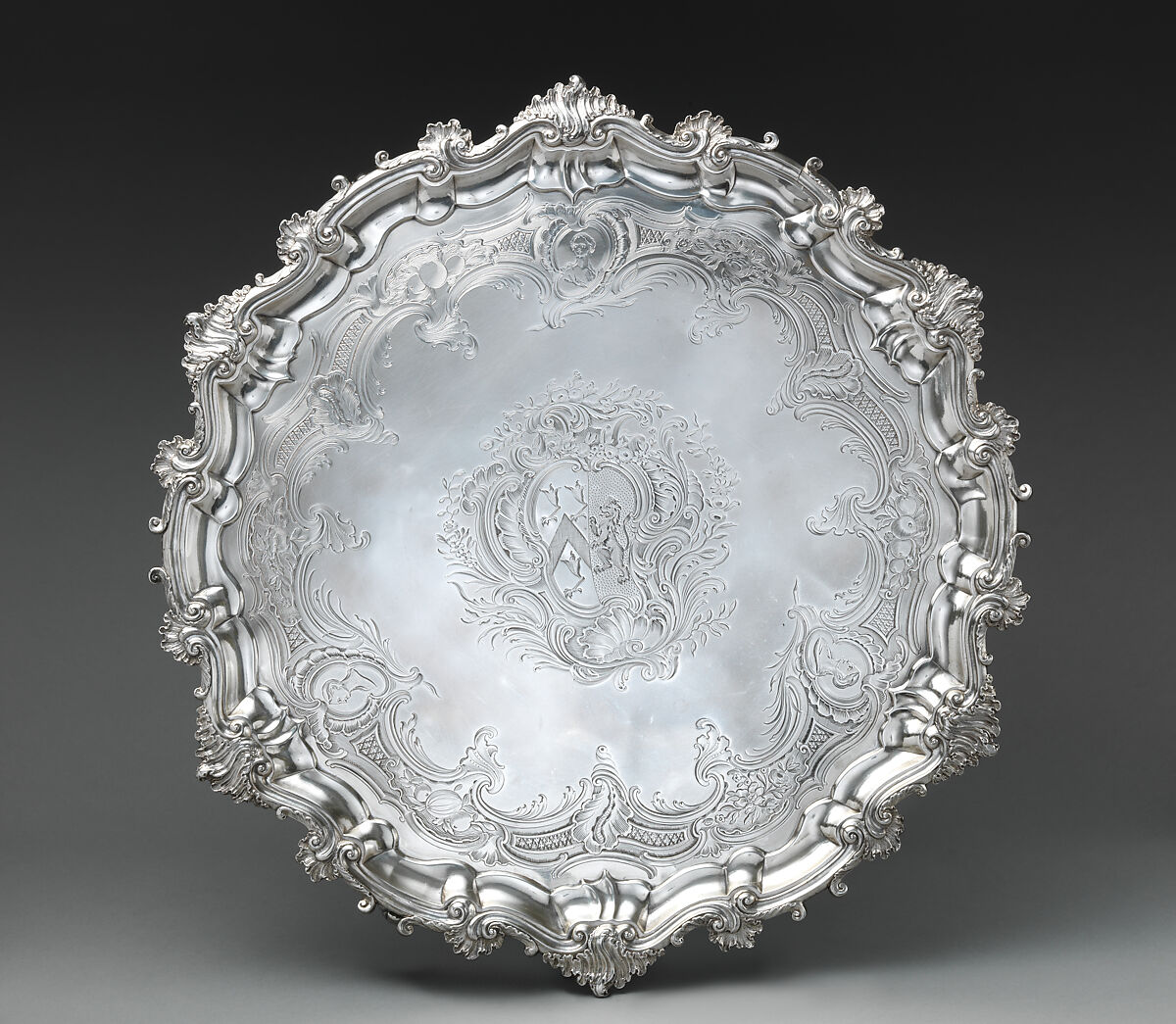 Salver, probably by John Swift (British, active from 1728), Silver, British, London