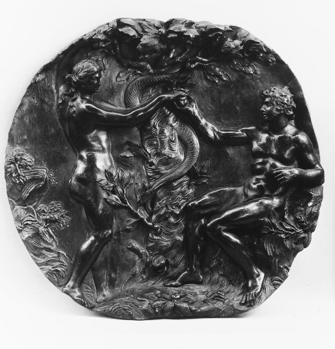 The Temptation of Adam and Eve, After a composition by Raphael (Raffaello Sanzio or Santi) (Italian, Urbino 1483–1520 Rome), Lead, cast and chased, covered with black lacquer, possibly Flemish 