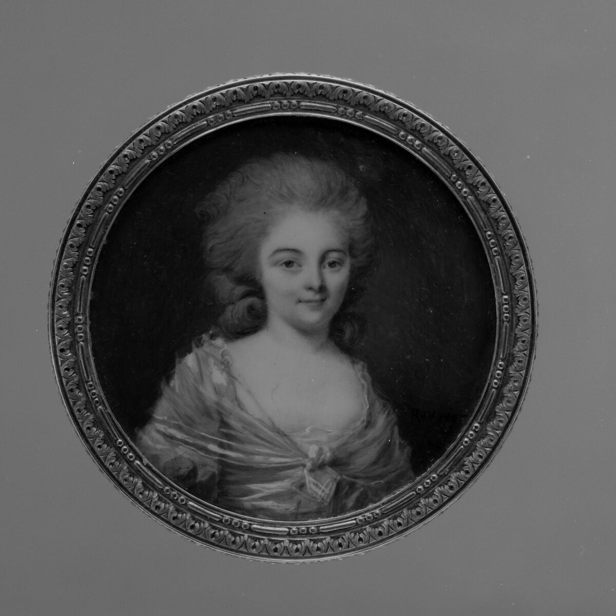Box with portrait of a woman, said to be Madame Bailly, Miniature by Pierre Rouvier (French, Aix-en-Provence ca. 1742–after 1791), Gold, horn, ivory, French 