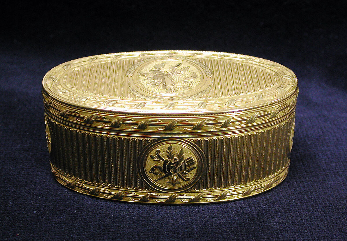 Snuffbox, Pierre-François-Mathis de Beaulieu (apprenticed 1752, master 1768, active until 1792), Varicolored gold, French, Paris 