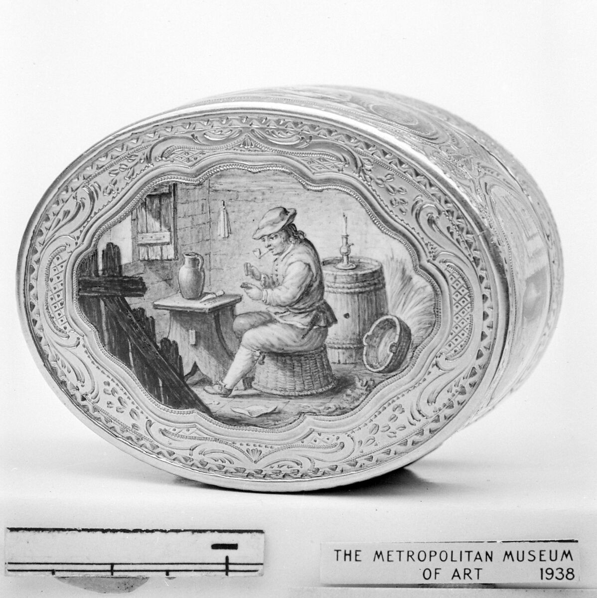 Snuffbox with domestic scenes, Mathieu Coiny fils (born 1723, master 1755, recorded 1788), Gold, enamel, French, Paris