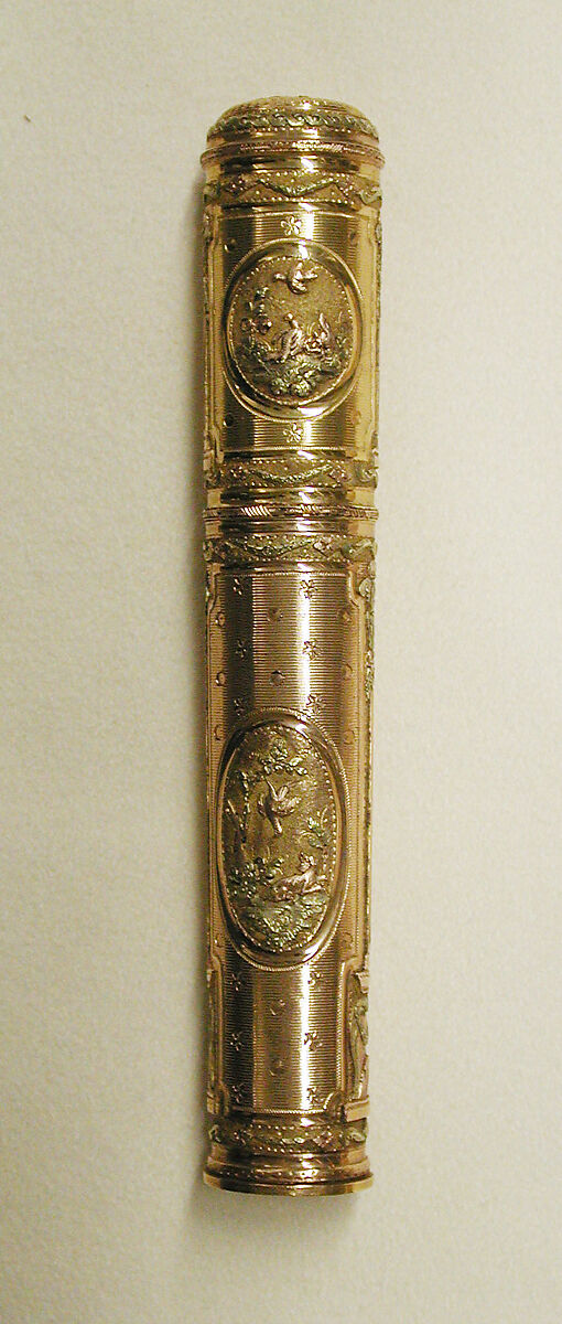 Étui for sealing wax and case, Antoine-Louis Anthiaume (French, master 1784), Varicolored gold; shagreen, French, Paris 