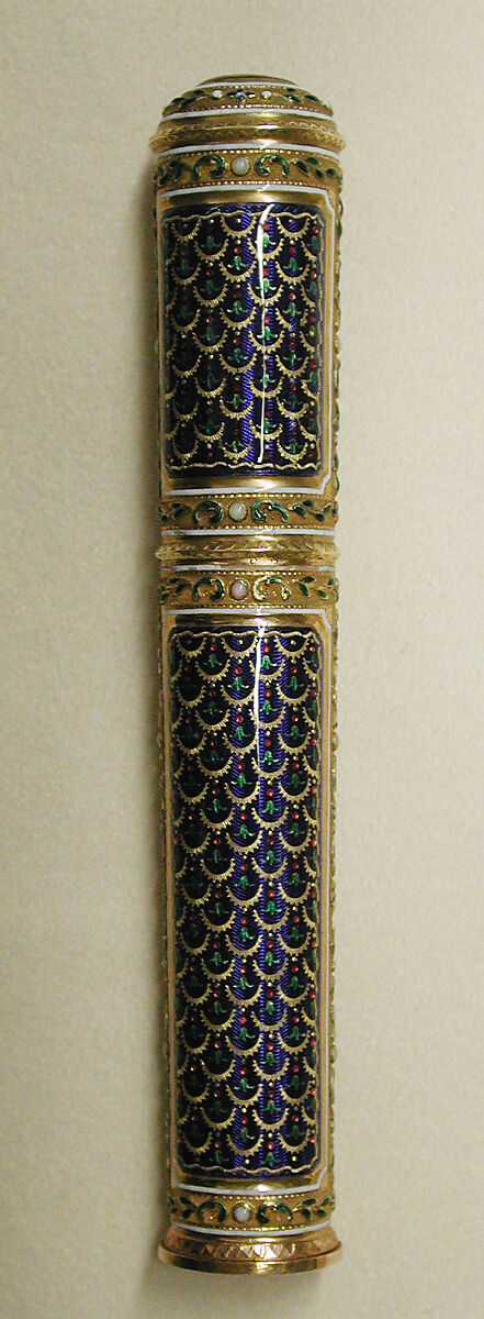 Sealing wax case (étui), Georges-Antoine Croze (master 1777, active 1790), Gold, enamel, French, Paris 