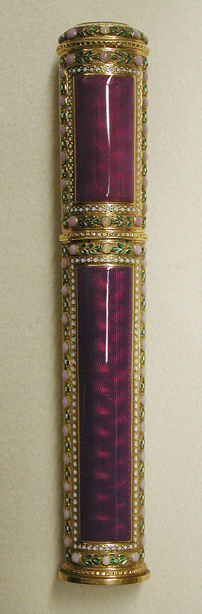 Sealing wax case (étui), Joseph Etienne Blerzy (French, active 1750–1806), Gold and enamel, French, Paris 