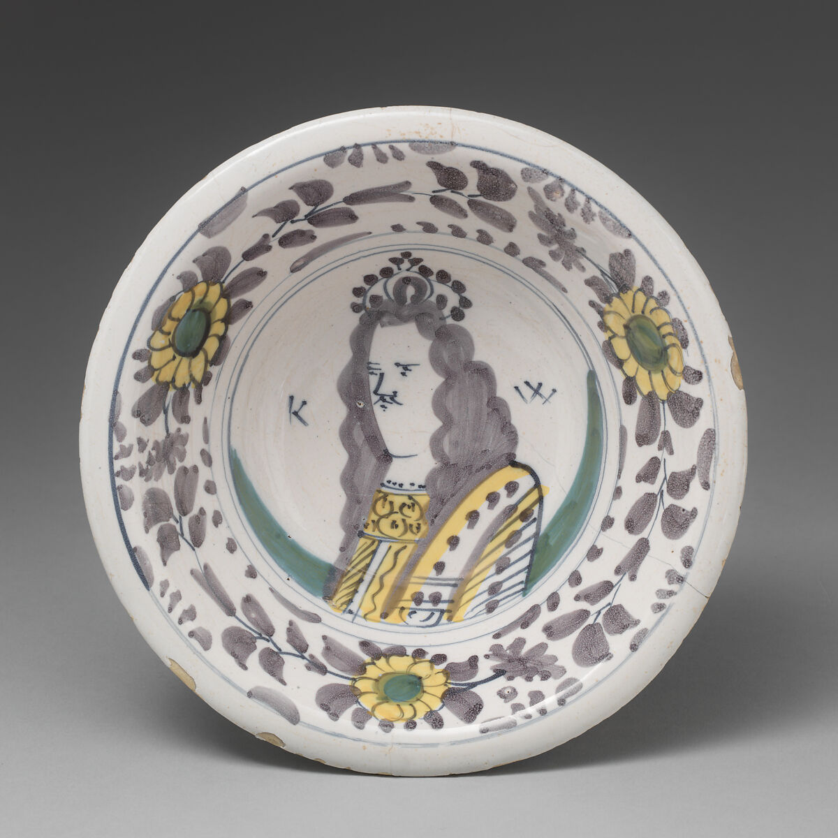 Bowl, Tin-glazed earthenware, probably Dutch, Delft 