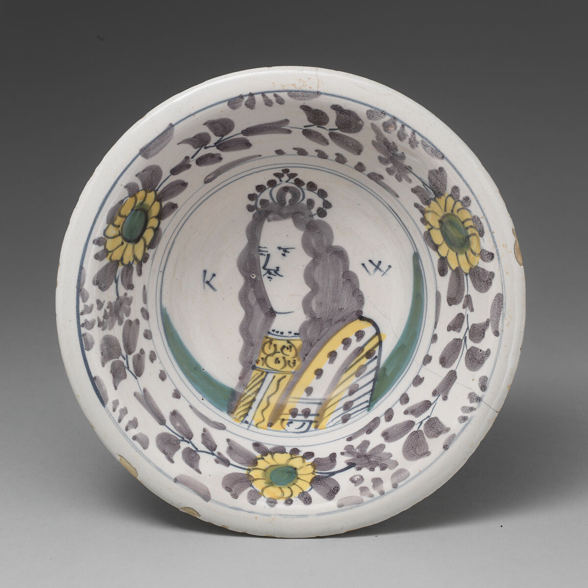 Bowl, Tin-glazed earthenware, probably Dutch, Delft