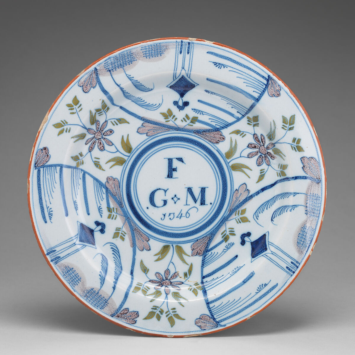 Plate, Tin-glazed earthenware, British, Bristol 