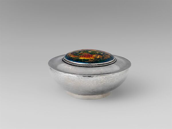 Covered bowl, Silver and enamel, American 