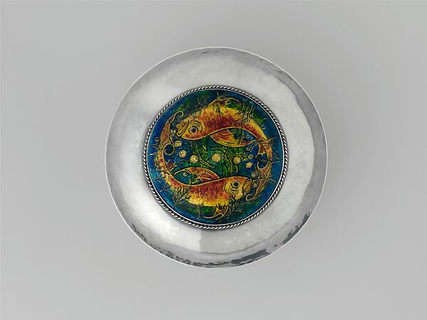 Covered bowl, Silver and enamel, American